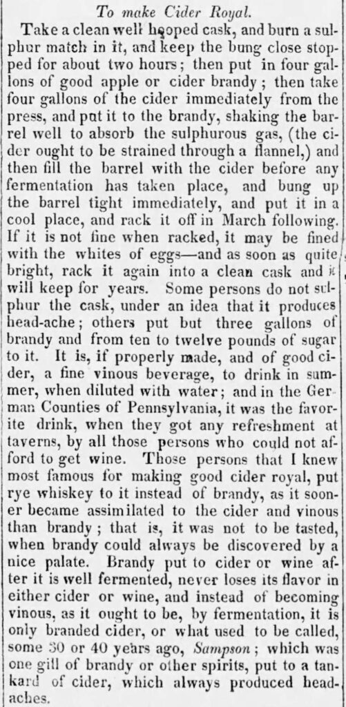 Cider Royal Recipe 1833