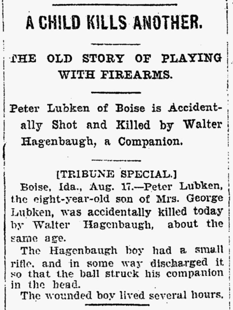 Walter Hagenbuch Rifle Accident 1897