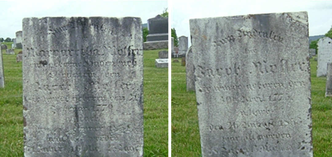 Jacob and Margaretha (Hagenbuch) Mosser Gravestones Detail