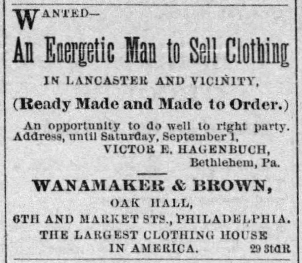 Victor E. Hagenbuch advertisement Lancaster