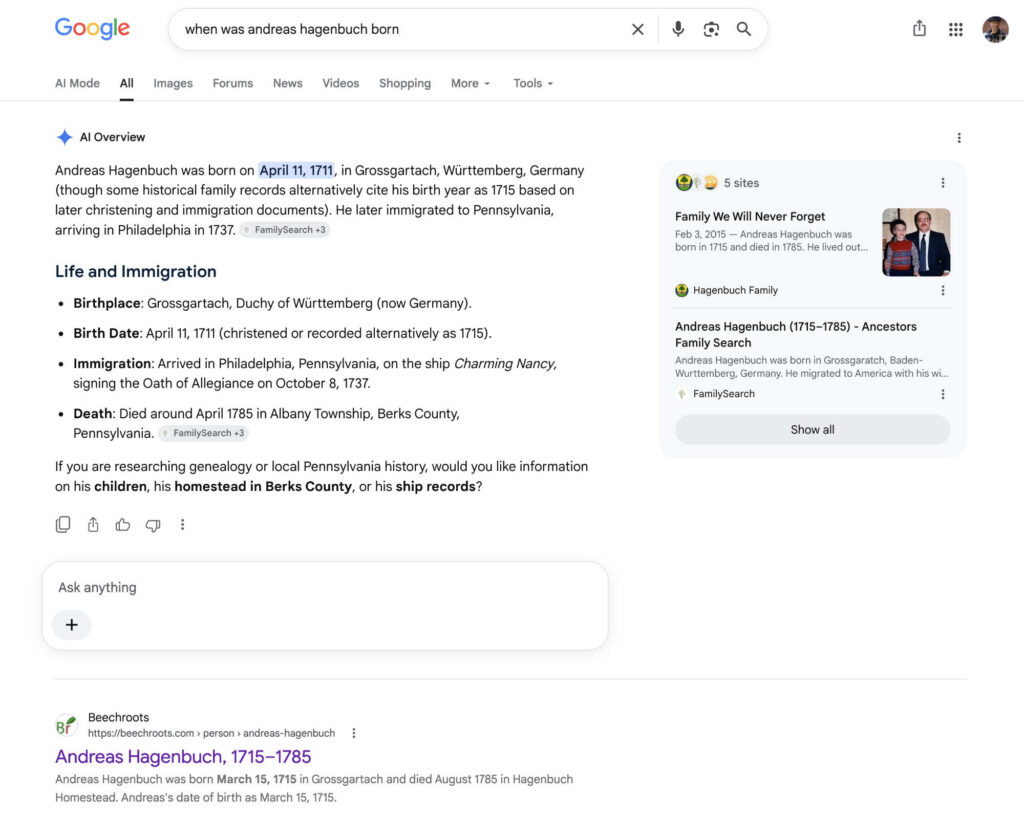 Andreas Hagenbuch Google AI answer