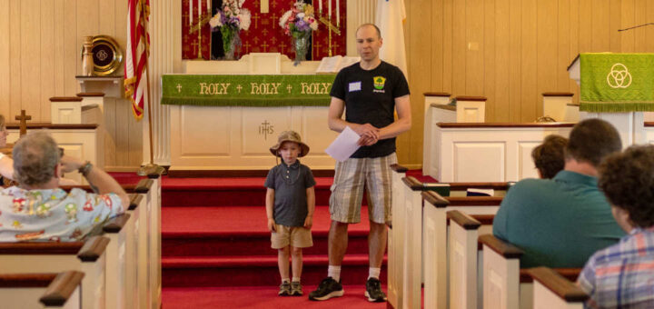 Detail of photograph of Andrew Hagenbuch and his son, Henry, at the Hagenbuch Reunion